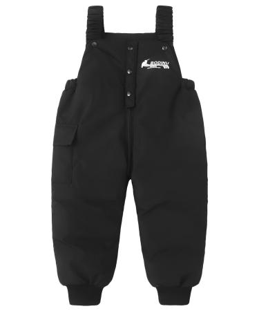 Happy Cherry Baby Winter Pants Newborn Boys Girls Overall Ski Trousers Infant Warm Snow Bib Pant Toddler Windproof Padded Snowsuit Bottoms Elastic Buttom Zipper Outerwear Outftis Clothes 90 A- Blcak
