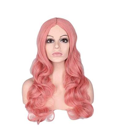 BGHJUE Blonde Lace Front Wigs Long Wavy Synthetic Wig For Women Thick Soft Heat Resistant Hair Wig Lightbrown Pink