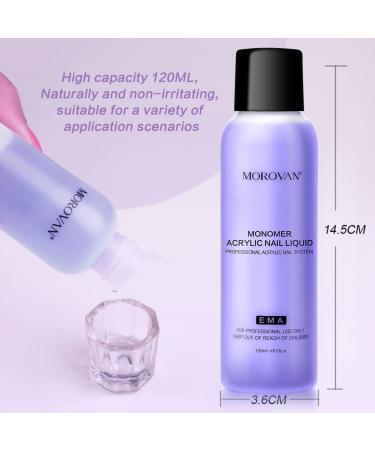 Morovan 4 oz. Monomer Acrylic Nail Liquid - Non-Yellow Nail Extension & Nail Art Fluid - Buy Online on GoSupps.com