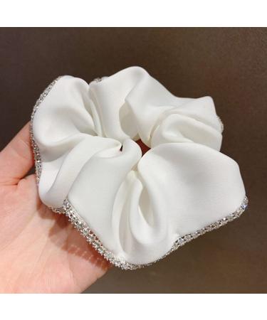 Satin Silk Hair Scrunchies for Women - White Elastic Hair Ties - Buy Online on GoSupps.com