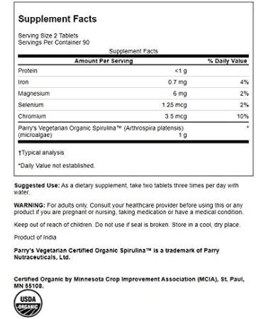 Swanson Organic Spirulina 500mg 180 Tabs - Certified, Pure & Natural - Buy Online on GoSupps.com