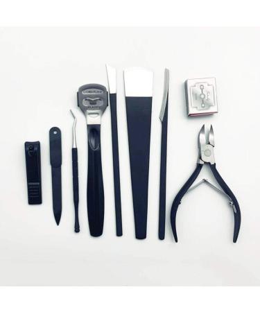 Professional Pedicure Callus Shaver & Ingrown Toenail Tools Kit with 10 Blades - Hard Skin Remover and Correction Clippers in Black - Buy Online on GoSupps.com