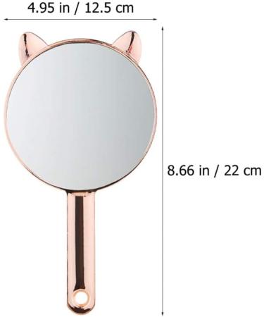 Cute Retro Cat Ear Handheld Mirror- Single-Sided Vanity Mirror for Travel and Home Makeup Use - Buy Online on GoSupps.com