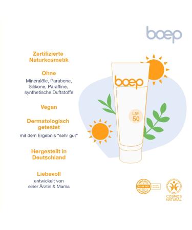 Boep Sunscreen Sensitive LSF 50 | Mineral Sun Protection for Babies Children & Adults | Vegan Natural Cosmetics | Face & Body SPF | 50ml - Buy Online on GoSupps.com