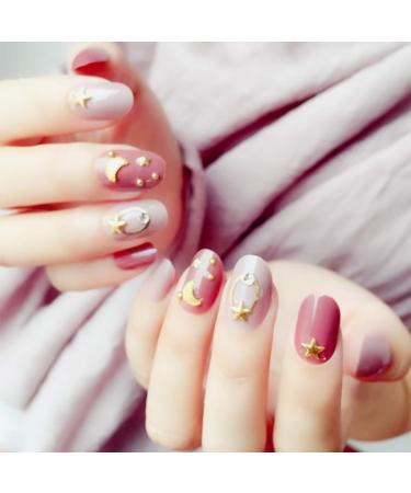 Sethexy Red Oval False Nails - Glossy Star & Crescent 24-Piece Complete Salon Acrylic Nail Tips for Women & Girls - International Shipping - Buy Online on GoSupps.com