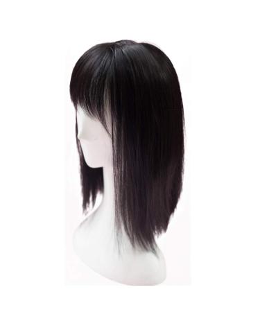 Remeehi Top Hair Piece Straight Synthetic Clip In Hairpiece Top Hair with Bangs for Women Thin Nature Black