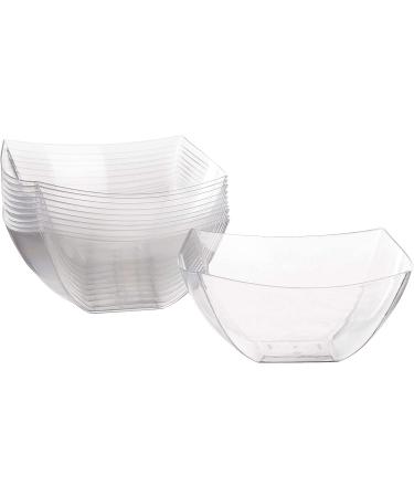 Lillian Collection Fluted Square Plastic Bowls - 10 oz, Clear, 10 Pcs