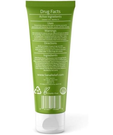 SANA RELIEF 4oz - All Natural Fast Acting Topical Pain Relief Cream for Back, Neck, Knees, Hips, Shoulders, Elbows, Joints and Muscles - Buy Online on GoSupps.com