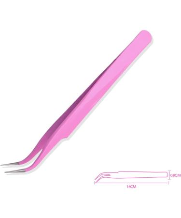 Pack of 2 Pink Stainless Steel Pointed Tweezers - Curved & Straight for Eyebrows Eyelashes & Decorative Nails - Buy Online on GoSupps.com