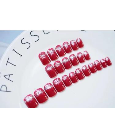 24Pcs/Set Fake Nail Patch With Brownish Red Glitter Powder False Nails Acrylic Fake Nails Full Cover Nails Tips Artificial Finger Manicure for Women and Girls - Buy Online on GoSupps.com