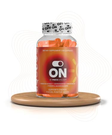 ON by Psic espacio Dietary Nutritional Supplement All day Energy Pills for Adults Natural Energy Supplement Supports Energy Focus and Positive Mood (60 count Pack of 1)