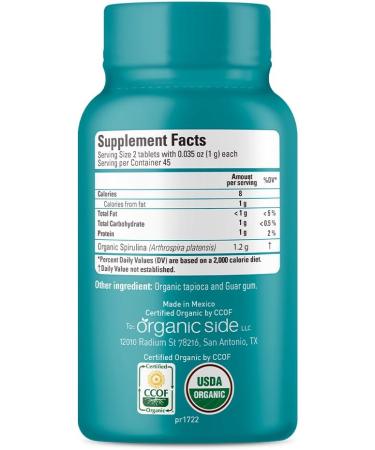 OS Organic Side | Spirulina Tablets | Pure Organic Spirulina for Energy Immunity and Wellness | 90 Vegan Tablets | Non-GMO Rich in Protein Antioxidants and Nutrients for Overall Health - Buy Online on GoSupps.com