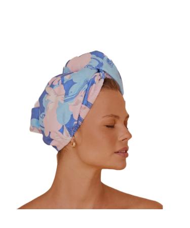 Louvelle Stylish Riva Luxury Hair Towel Wrap Turban Style Reusable Anti Frizz Super Absorbent for All Hair Typesi (Bluebird Days)