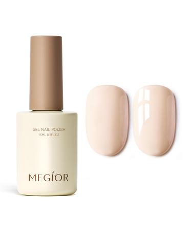 MEGIOR Nude Gel Nail Polish 15ml Peach Gel Polish High Gloss Soak Off UV LED Nail Gel Polish for Nail Art Manicure Salon DIY Home Gift for Girls Peach Nude