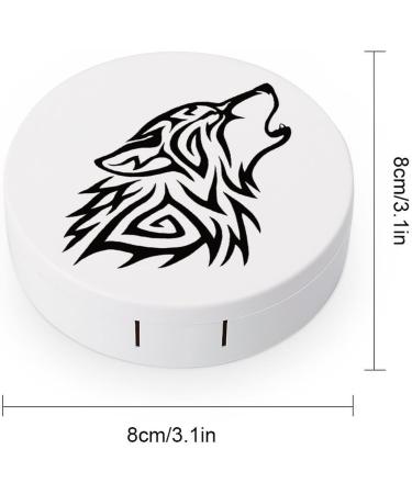 Tribal Wolf Howl Contact Lens Case | Portable Storage Box Kit with Mirror for Travel & Outdoor Use - Buy Online on GoSupps.com