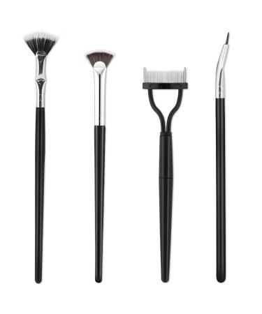 salbsever4PCS Mascara Fan Brush for Lashes Folding Angle Scalloped Lash Brush Multifunctional Fan Shaped Clump Eyelash Brush Lash Wand Brush Makeup Tool Eyelash Comb Separator for Upper Lower Eye Lash