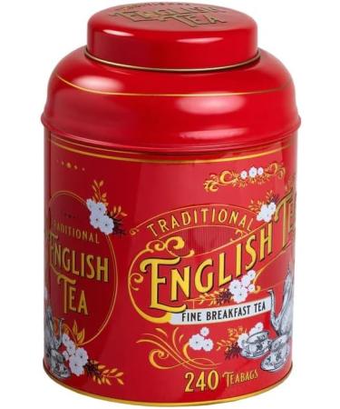 New English Teas Vintage Victorian Tea Caddy - Red with 240 Fine Breakfast Teabags - Buy Online on GoSupps.com