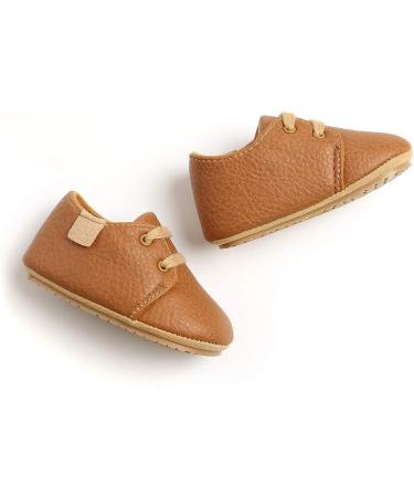 Infant Baby Oxford Shoes | Anti-Slip Trainer for Boys & Girls | Soft Sole Walking Sneakers (6-12 Months) - Brown - Buy Online on GoSupps.com