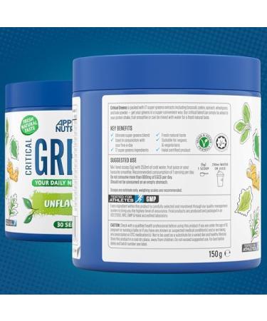  Applied Nutrition Applied Nutrition Critical Greens - Super Greens - Immune System Boosting Powder - Nutritious Superfood Vegan Moringa Powder (150g - 30 servings) (Unflavored) - Buy Online on GoSupps.com