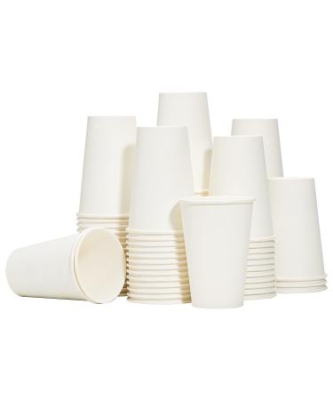 RACETOP Disposable Paper Coffee Cups 12 oz 100 Pack,12 oz White Hot Coffee Paper Cups, Thickened Paper Style 12 oz 100 Count (Pack of 1)