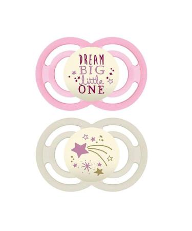 MAM Perfect Night Baby Pacifier, Patented Nipple, Glows in the Dark, 2  Pack, 16+ Months, Pink,2 Count (Pack of 1)