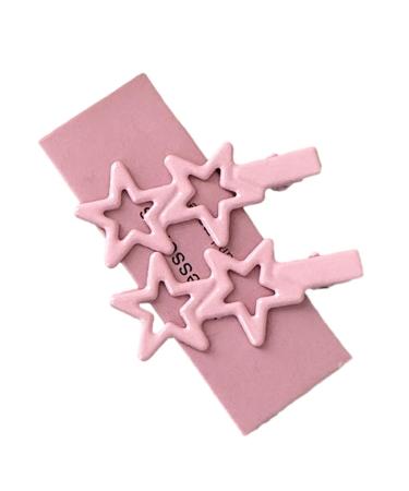 xbiez 1pair Candy Color Star Hairpin for Woman Cute Sweet Style Charm Hair Clip Aesthetics Cream Feeling Hair Accessories Pink