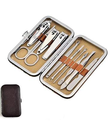 Nail Clippers Set 10 in 1 Stainless Steel Tweezer Nail Art Clipper Scissors Tweezer Knife Manicure Nail Art Cutter Pedicure Manicure Tools Pedicure Tools for Feet