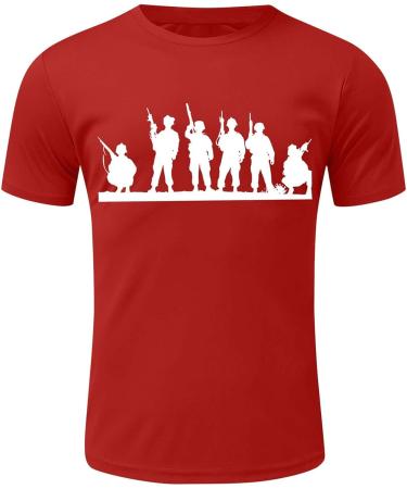 HDDK 4th of July Soldier Short Sleeve T-shirt | Independence Day Patriotic Tee - Red X-Large - Buy Online on GoSupps.com