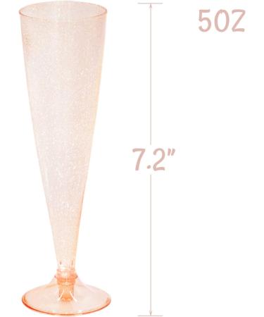 Homy Feel Rose Gold Glitter Plastic Champagne Flutes - 30 Pack, 5oz Disposable Glasses for Party & Mimosa Bar - Buy Online on GoSupps.com