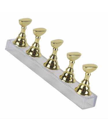False Nail Display Stand Holder Set Nail Art Magnetic Practice Holder Exquisite Alloy Material Gold Showing Shelf