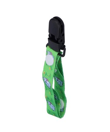 Pacifier holder safety animal pattern foldable clamp design universal pacifier band 39cm for toddlers for home (green elephant)