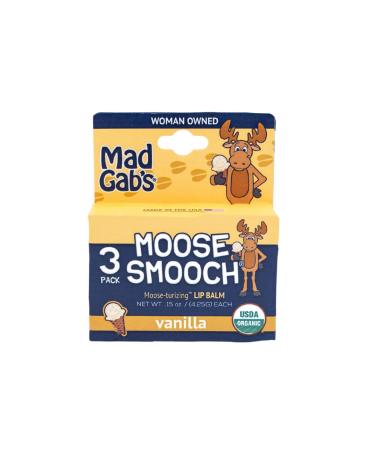 Mad Gab's Moose Smooch Vanilla Lip Balm 3pk | Moisturizing and Certified Organic | Made with Organic Olive Oil and Beeswax - Buy Online on GoSupps.com