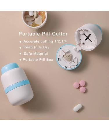 Safety Hidden Blade Pill Cutter & Storage - Split Small & Large Tablets, Blue - Buy Online on GoSupps.com