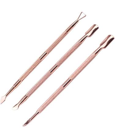 3 PCS Rose Gold Cuticle Pusher & Remover Kit - Stainless Steel Manicure Tools Set - Buy Online on GoSupps.com
