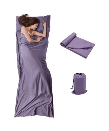 OTDEST Travel and Camping Sheet Sleeping Bag Liner - Lightweight Compact and Portable Adult Sleeping Bag - Ideal for Traveling,Hostels and Camping Purple