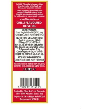 Filippo Berio Chilli Flavoured Italian Add Spice Olive Oil 1L - Buy Online on GoSupps.com