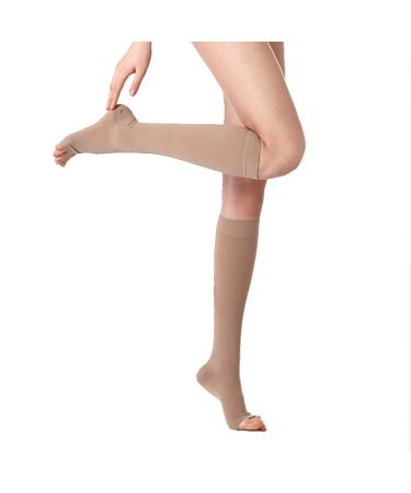 Compression stocking calf compression sleeves Medical footless compression socks shin rails leg track 40-50 open toe socks relieve the legs during swelling of varicose veins Wade F Flesh M