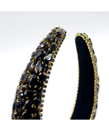 Leemasing Rhinestone Stand Hair Band - Padded Baroque Crystal Fashion for Brides & Parties | Perfect Gift for Weddings & Anniversaries (Black) - Buy Online on GoSupps.com