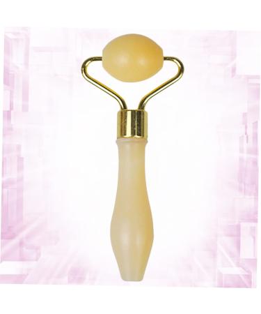FRCOLOR 2pcs Jade Skincare Roller & Ice Globe Set - Cold Hot Massage Tools for Facials - Yellow Facial Accessories for Glowing Skin - Buy Online on GoSupps.com