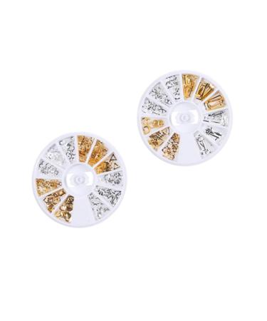 minkissy 2 Boxes Nail Art Goldendoodle Ornament Nail Rivets Studs Metal Decor Gold Metal Nail Studs Nails Jewelry Art Decoration Rivets for Metal Nails Rhinestones Metal Rivet Gem 3D Mix