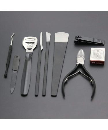 Professional Pedicure Callus Shaver & Ingrown Toenail Tools Kit with 10 Blades - Hard Skin Remover and Correction Clippers in Black - Buy Online on GoSupps.com