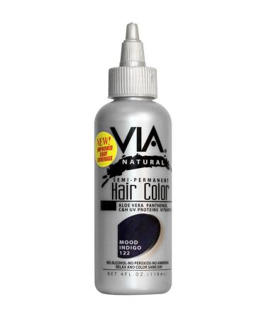 Via Natural Semi-Permanent Hair Color Rinse with Aloe Vera (122 Moon Indigo) 4 ounce