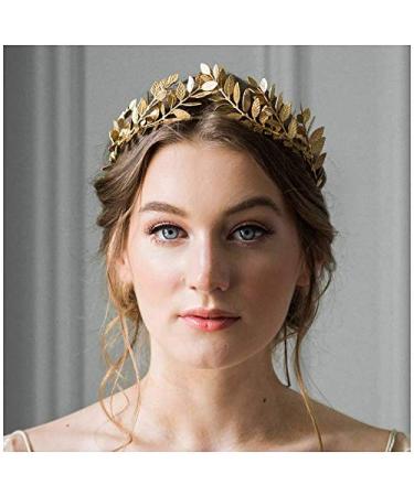 Sither Bridal Gold Leaf Crown Headband Olive Leaves Tiara Headpiece for Wedding Party Prom Halloween Festival Hair Accessories (gold)