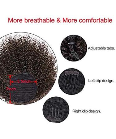 Curly Hair Ponytail Extension - Afro Drawstring Clip-in Bun for Black Women - Kinky Curly Ombre Brown - Buy Online on GoSupps.com