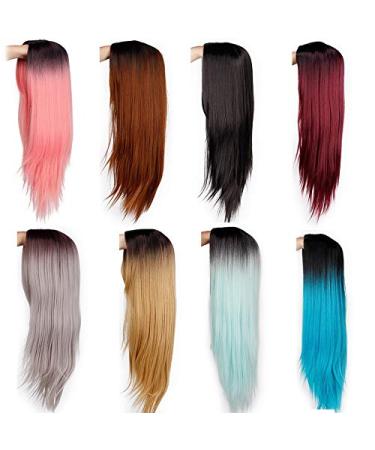 Shop 24 Inch Purple Long Straight Hair Wig | Ladies' Vibrant Pink Yellow Orange Wigs - Fast International Shipping - Buy Online on GoSupps.com
