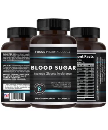 Focus Pharmacology Blood Sugar Blend Supplement Boost Formula with Chromium Blaster Pills Diabetes Support Low Sugar Pure Test Kit Blood Pressure Supplements Heritage Glucose Monitor