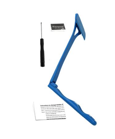 Hugsweet back hair cutter for men back hair for men - foldable back razor body hair cutter |Hair removal tools extra long handle fast trimming personal hygiene blue