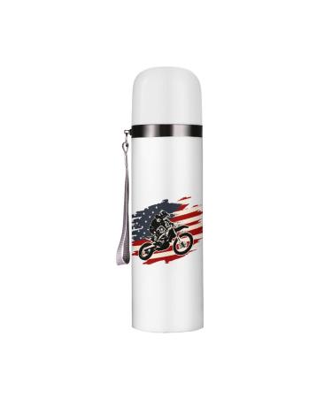 Dirt Bike Motocross American Flag Insulated Water Bottle 19 OZ Stainless Steel Travel Mug For Drink Sports Camping Hiking Outdoors