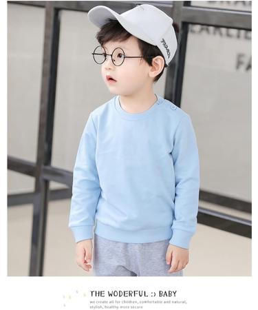 Taigood Boys Cotton Sweatshirt Long Sleeve T-Shirt | Age 4-5 Years | Light Blue - Buy Online on GoSupps.com