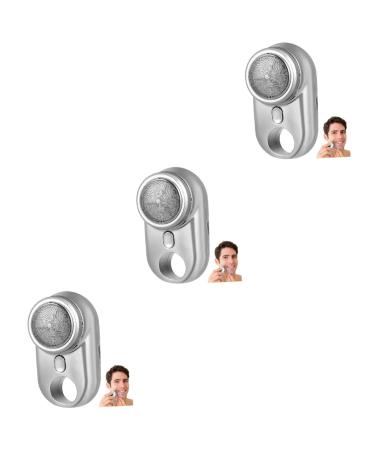 Ipetboom 3pcs Electric Shaver Mens Trimmer Razors for Men Electric Back Shavers for Men Mens Nose Trimmer Men Shaver Razor Blades for Men Mini Shaver Household Travel Battery Abs 11CMX10.5CMX5CMx3pcs Silverx3pcs